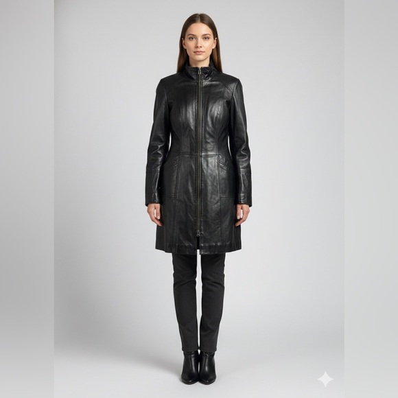 Danier Jackets & Blazers - Danier Black Leather Long Jacket